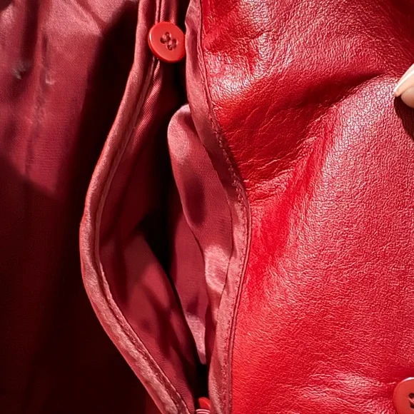 Danier Red Leather Button-Front Jacket - Picture 8 of 9